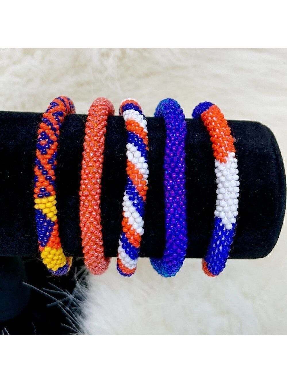 HAND CRAFTED in Nepal Beaded Bracelets (set of 5) PURPOR1